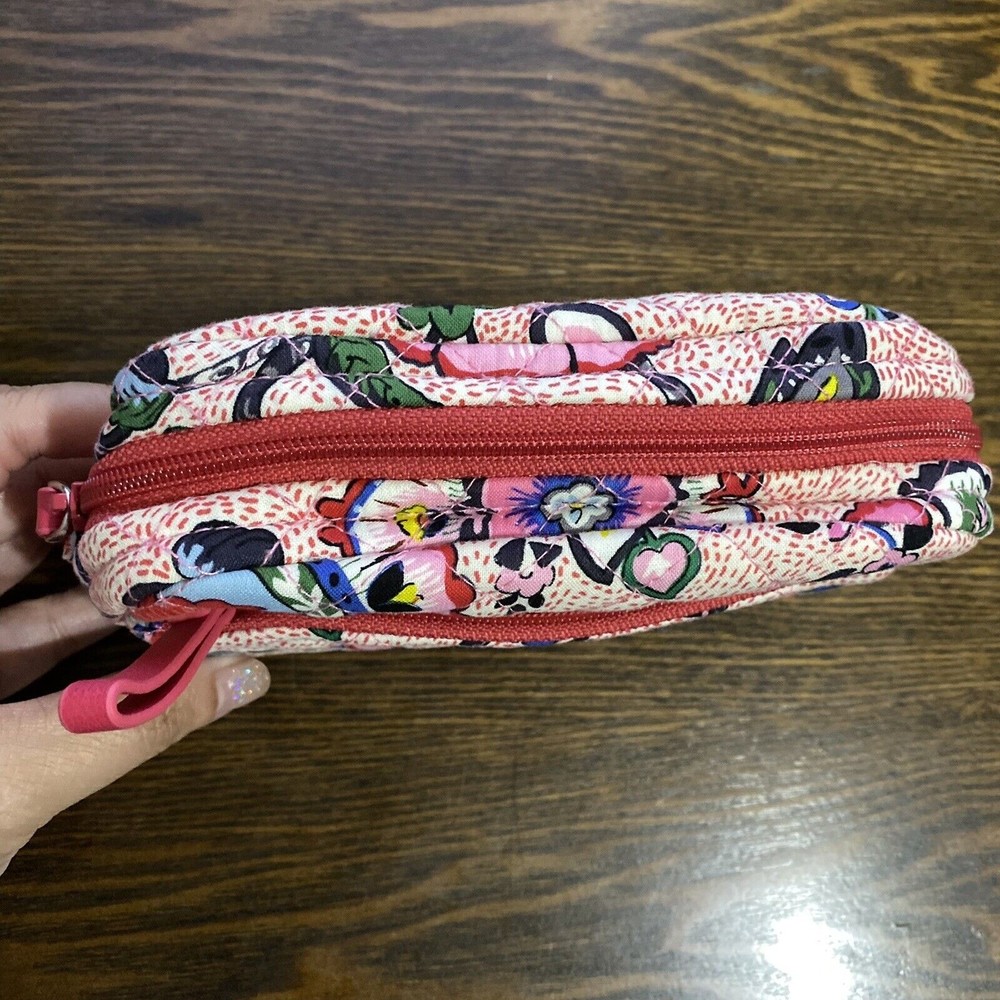 Vera Bradley Iconic Stitched Flower Cosmetic Bag Pink - Picture 4 of 10